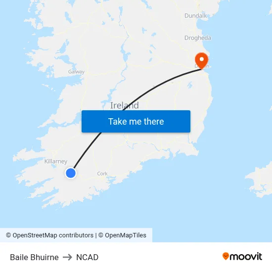 Baile Bhuirne to NCAD map