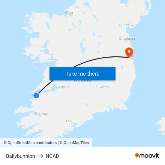 Ballybunnion to NCAD map
