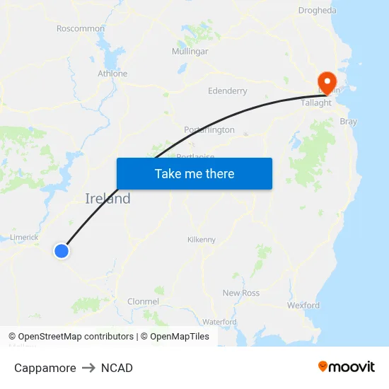 Cappamore to NCAD map