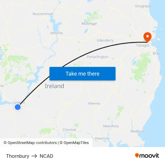 Thornbury to NCAD map