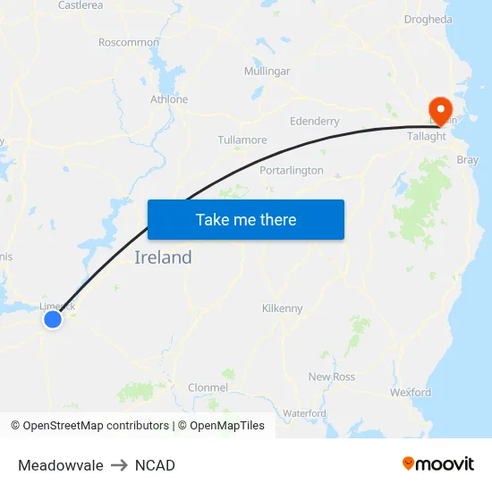 Meadowvale to NCAD map