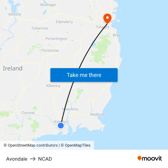 Avondale to NCAD map