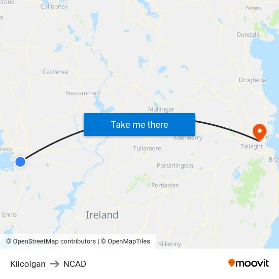 Kilcolgan to NCAD map