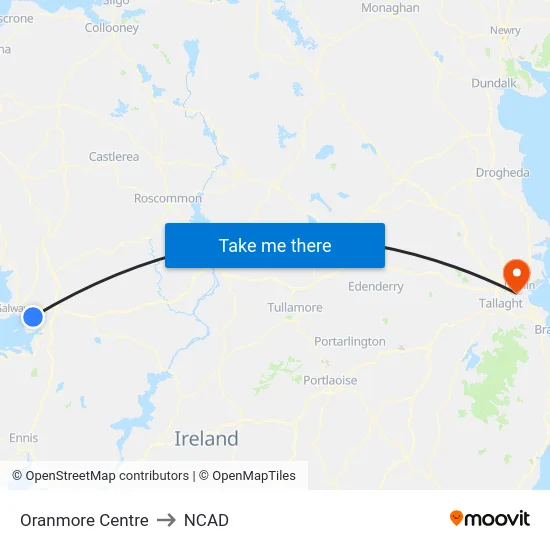 Oranmore Centre to NCAD map