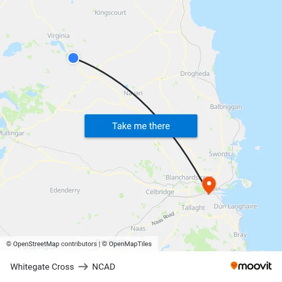 Whitegate Cross to NCAD map