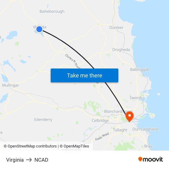 Virginia to NCAD map