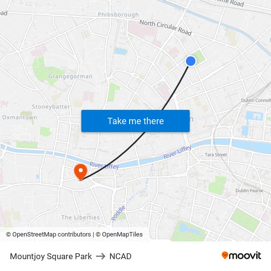Mountjoy Square Park to NCAD map