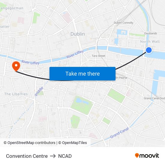 Convention Centre to NCAD map