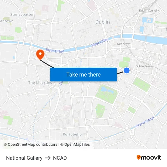 National Gallery to NCAD map