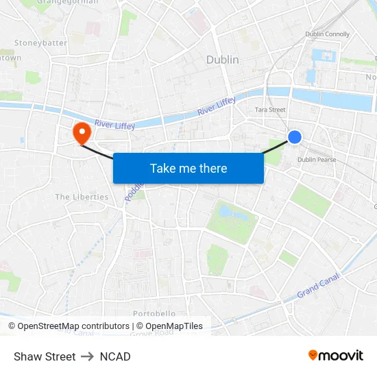Shaw Street to NCAD map