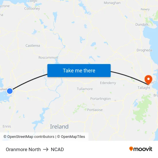 Oranmore North to NCAD map