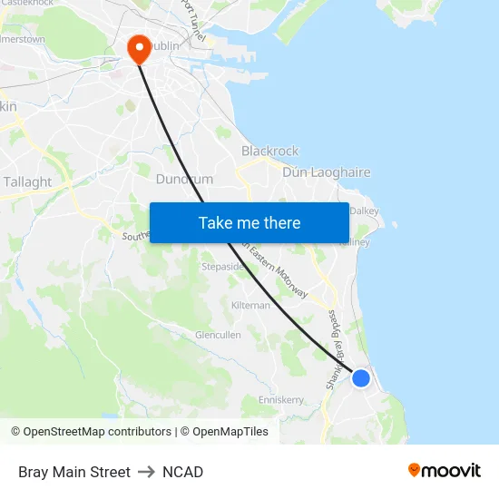 Bray Main Street to NCAD map