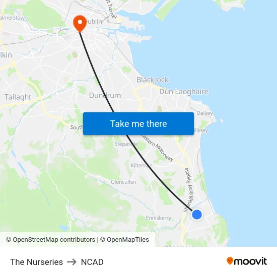 The Nurseries to NCAD map