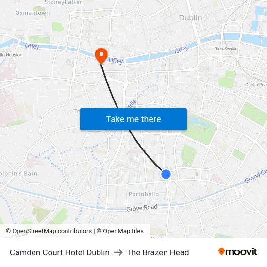 Camden Court Hotel Dublin to The Brazen Head map