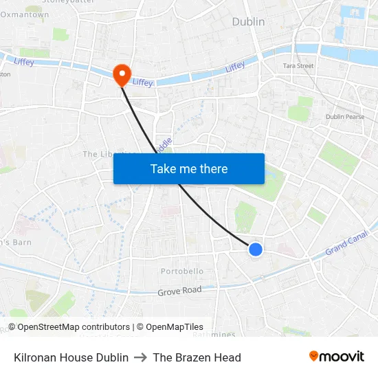 Kilronan House Dublin to The Brazen Head map