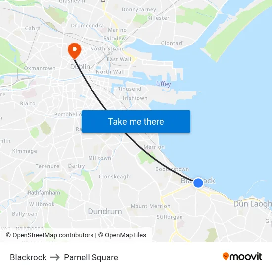 Blackrock to Parnell Square map