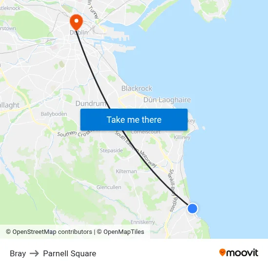 Bray to Parnell Square map