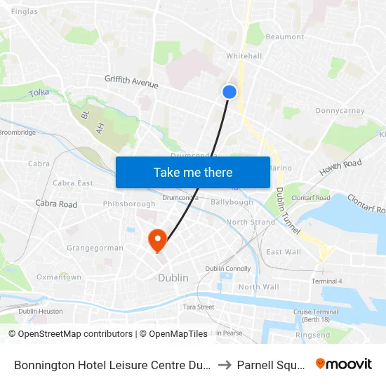 Bonnington Hotel Leisure Centre Dublin to Parnell Square map
