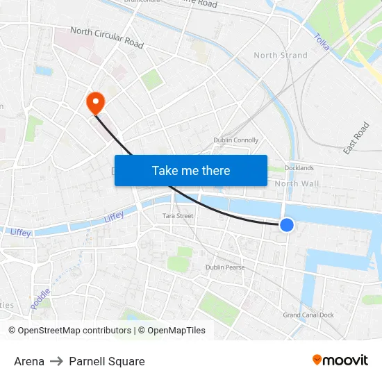 Arena to Parnell Square map