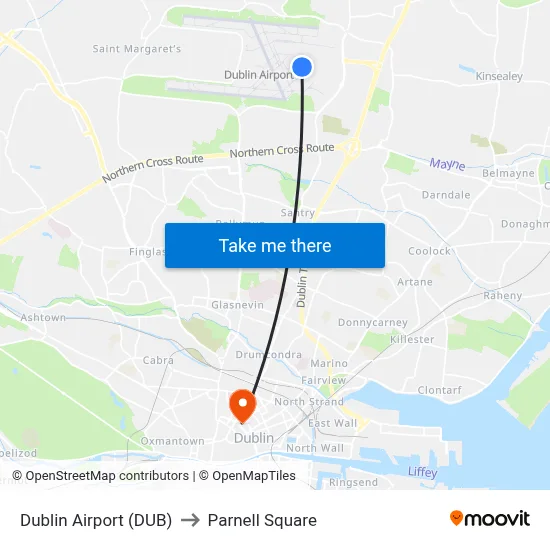 Dublin Airport (DUB) to Parnell Square map