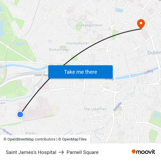 Saint James's Hospital to Parnell Square map