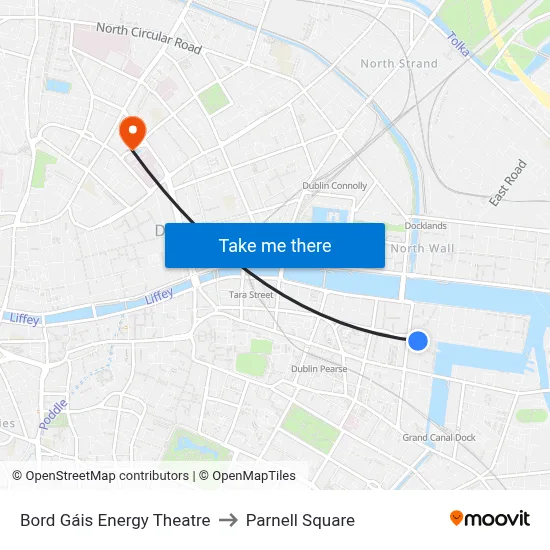 Bord Gáis Energy Theatre to Parnell Square map
