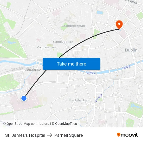 St. James's Hospital to Parnell Square map