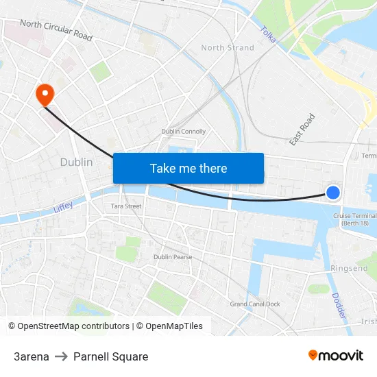 3arena to Parnell Square map