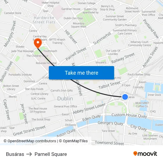 Busáras to Parnell Square map