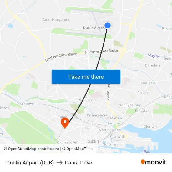 Dublin Airport (DUB) to Cabra Drive map