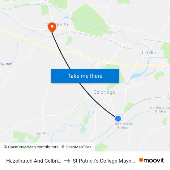 Hazelhatch And Celbridge to St Patrick's College Maynooth map