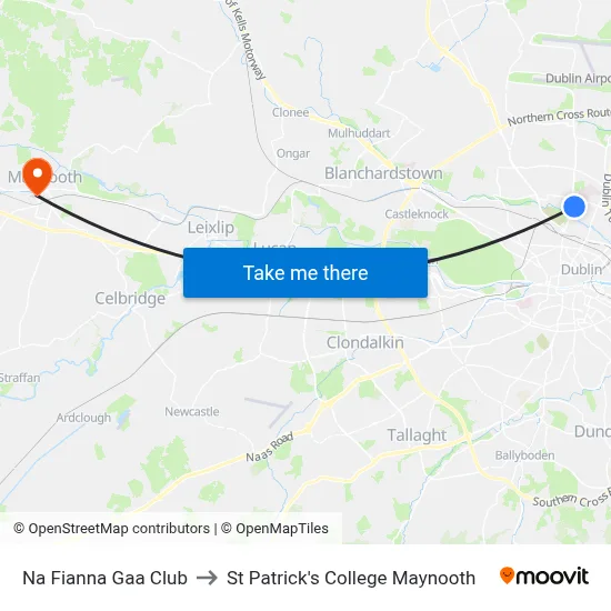 Na Fianna Gaa Club to St Patrick's College Maynooth map
