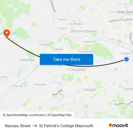 Nassau Street to St Patrick's College Maynooth map