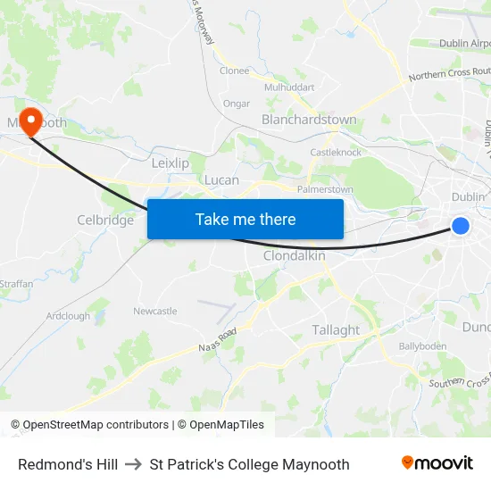 Redmond's Hill to St Patrick's College Maynooth map