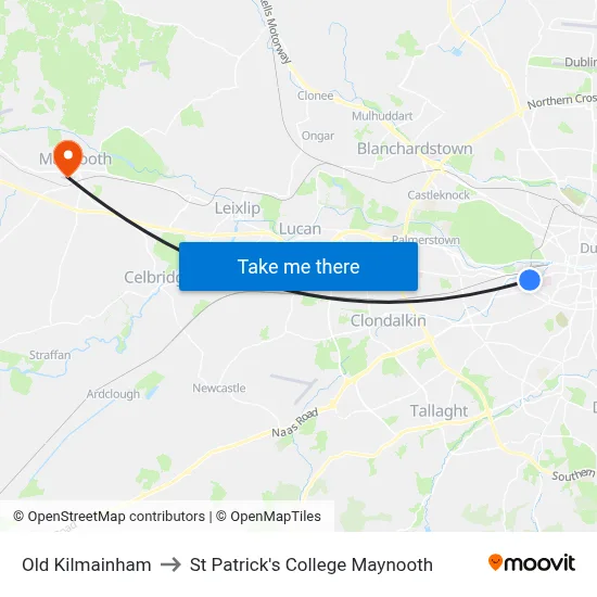 Old Kilmainham to St Patrick's College Maynooth map