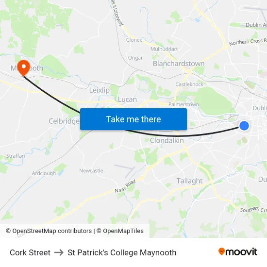 Cork Street to St Patrick's College Maynooth map