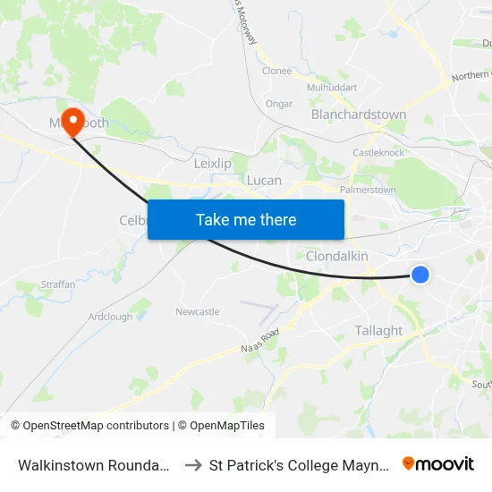 Walkinstown Roundabout to St Patrick's College Maynooth map