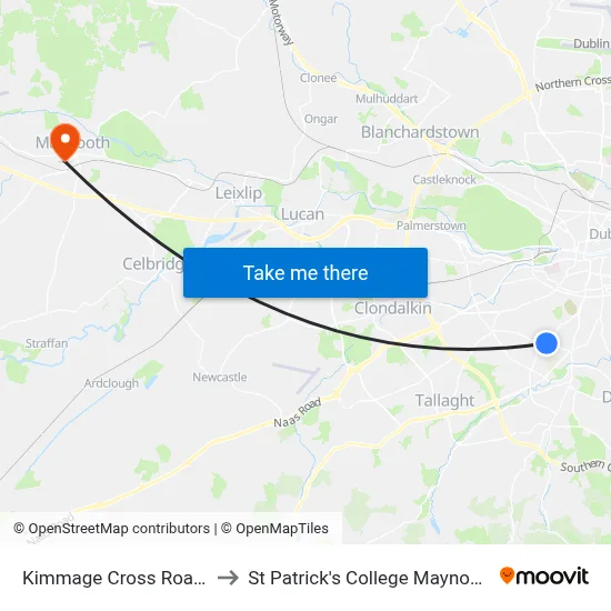 Kimmage Cross Roads to St Patrick's College Maynooth map