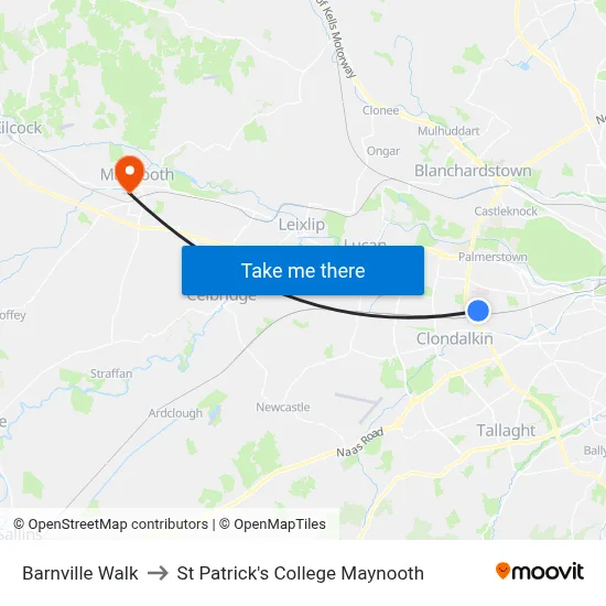 Barnville Walk to St Patrick's College Maynooth map