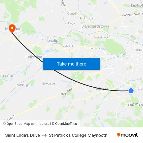 Saint Enda's Drive to St Patrick's College Maynooth map