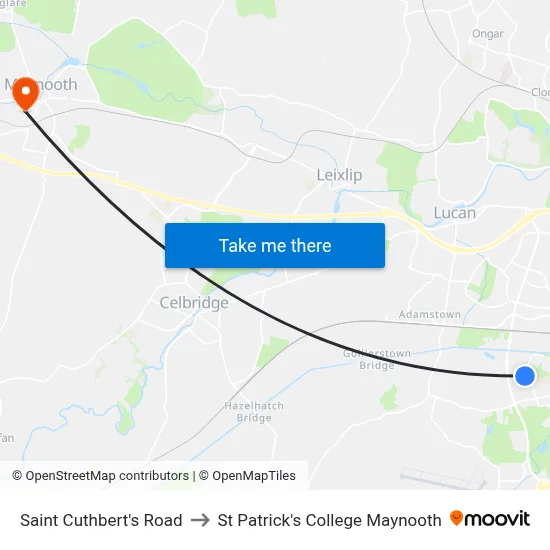 Saint Cuthbert's Road to St Patrick's College Maynooth map