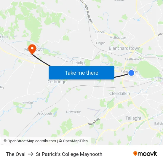 The Oval to St Patrick's College Maynooth map