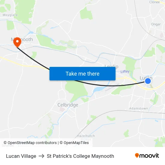 Lucan Village to St Patrick's College Maynooth map