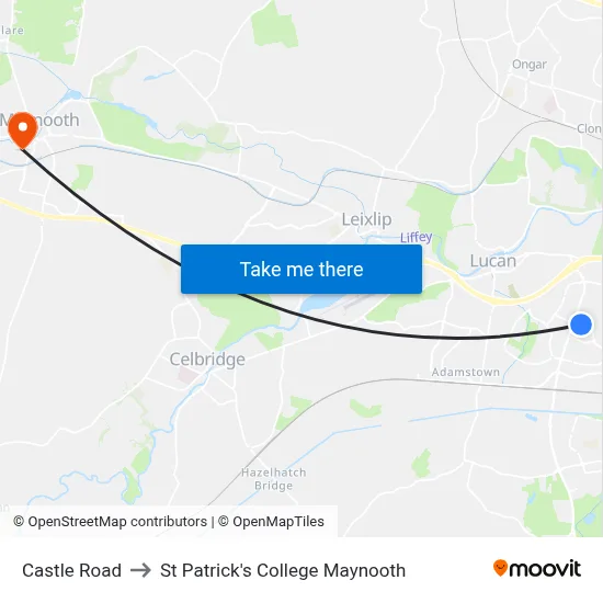 Castle Road to St Patrick's College Maynooth map