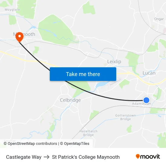 Castlegate Way to St Patrick's College Maynooth map