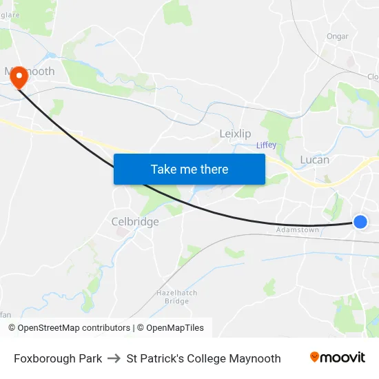 Foxborough Park to St Patrick's College Maynooth map