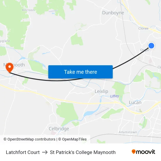 Latchfort Court to St Patrick's College Maynooth map