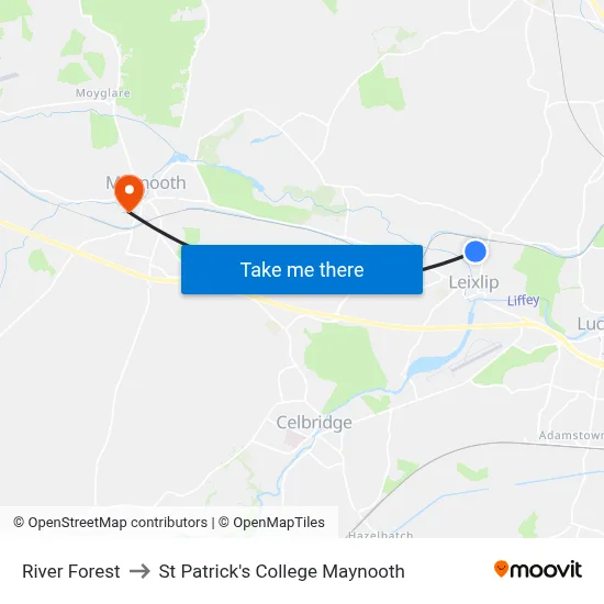 River Forest to St Patrick's College Maynooth map