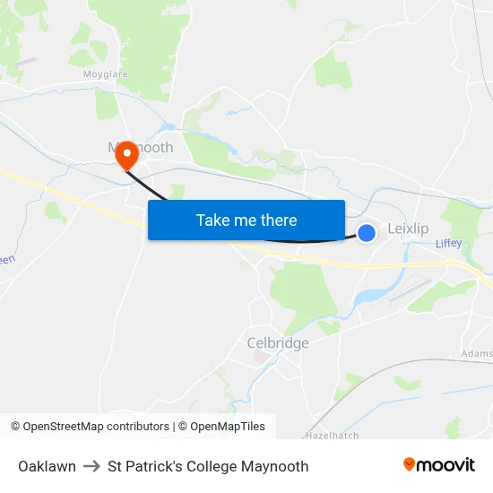 Oaklawn to St Patrick's College Maynooth map
