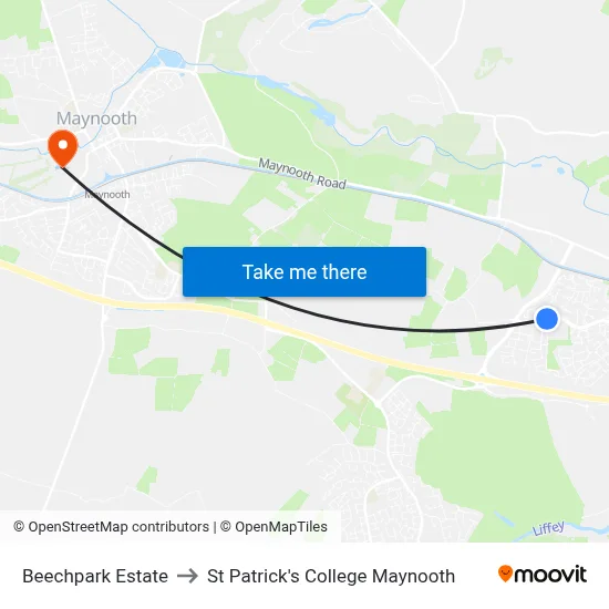 Beechpark Estate to St Patrick's College Maynooth map